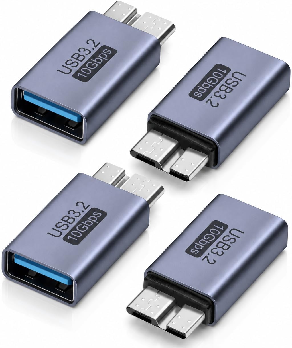 4pcs Micro B Male To Usb Female Adapter, Compact Usb 3.0 Connector For Data Transfer And Charging, Otg Adapter Compatible With Pc, Laptop, External Hard Drive And Tablet