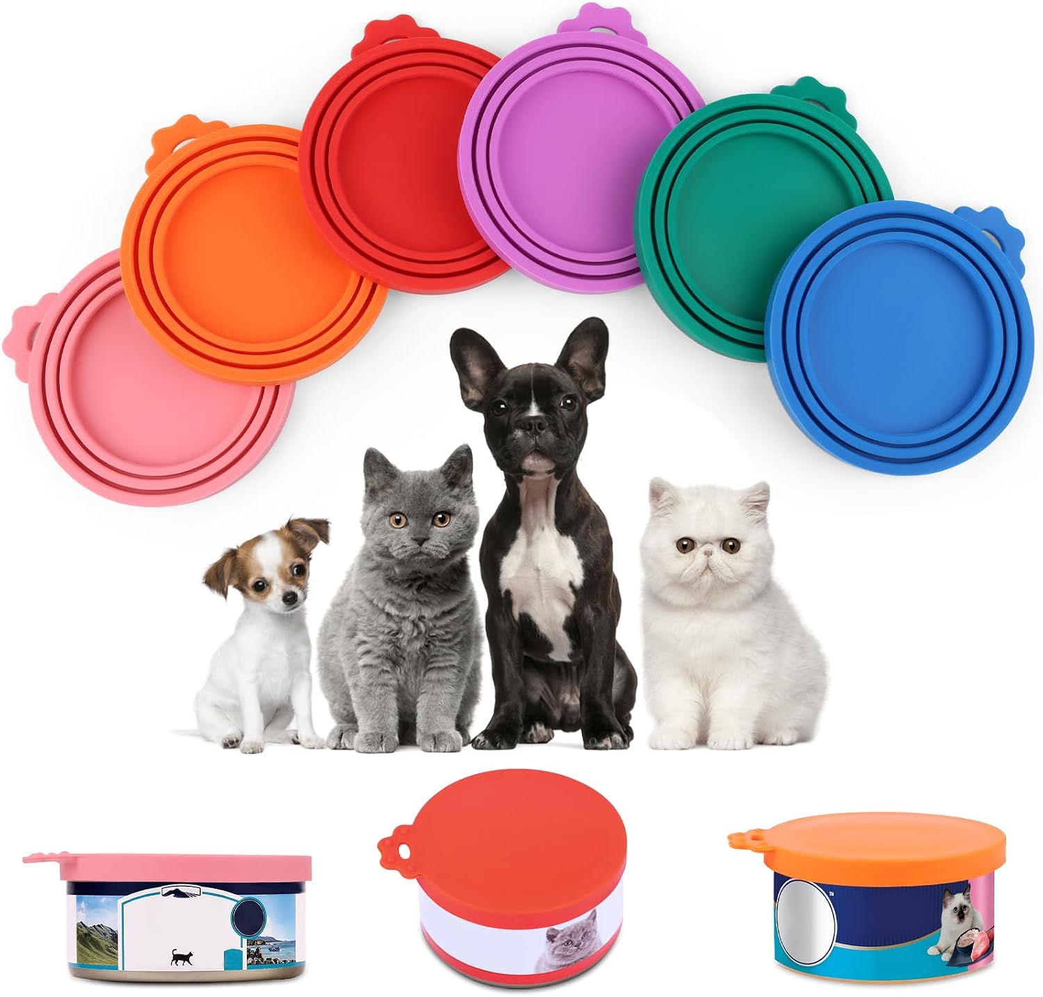 Pcs Silicone Canning Lids, Silicone Pet Cover Can Covers For Multiple Sizes