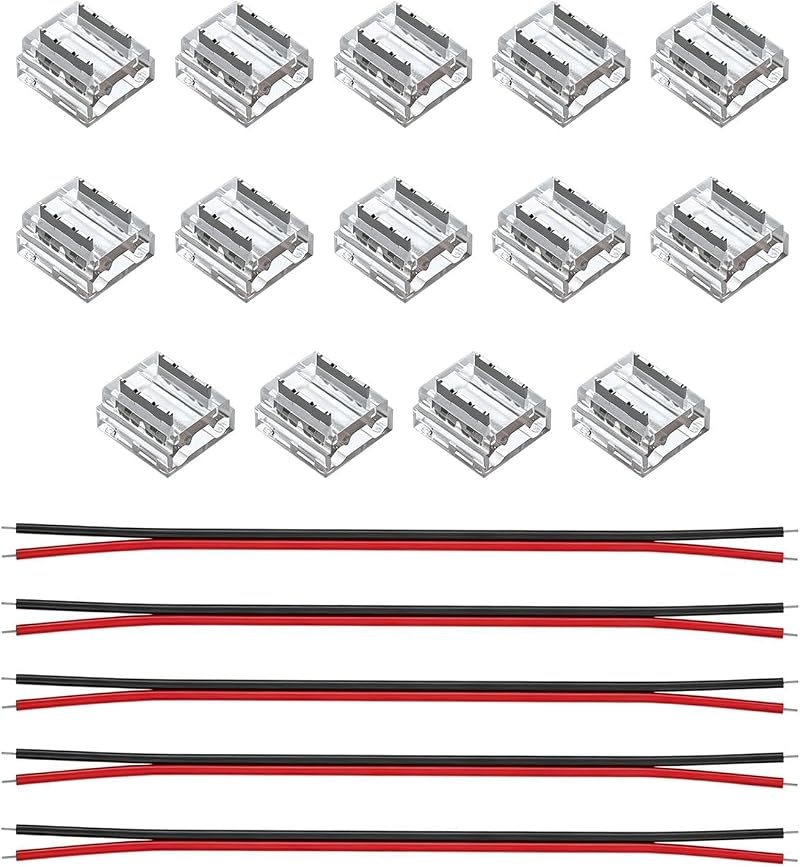 Kit De Connecteurs Led 3, 4 Et 2 Broches Avec Câbles 20 Awg, 14 Connecteurs Transparents Et 5 Câbles De 15 Cm, Connecteur Rapide Électrique Pour Ruban Led.