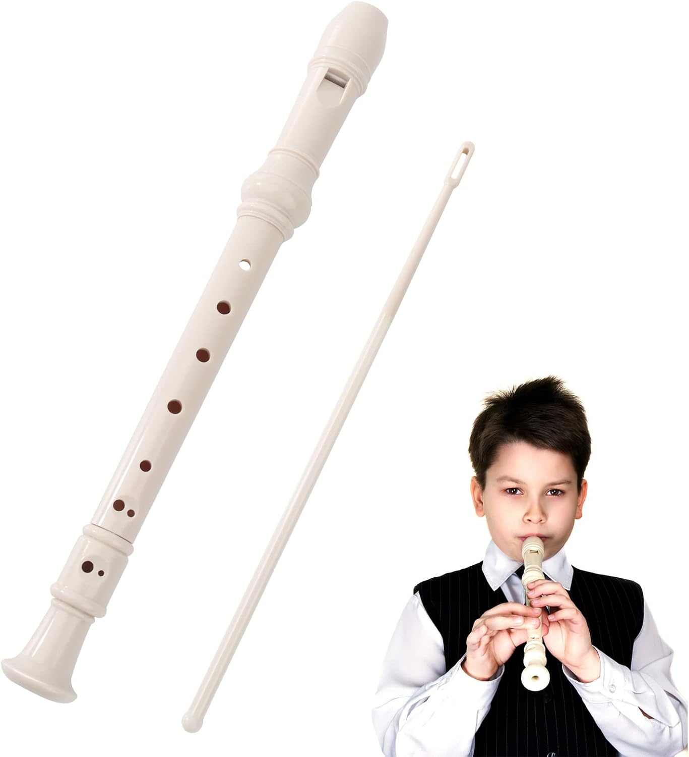 Flûte À Bec Soprano Pour Enfants Avec Tige De Nettoyage, Style Allemand, 8 Trous, Étui En Plastique Amovible, Pour Enfants, Débutants Et Adultes Beige