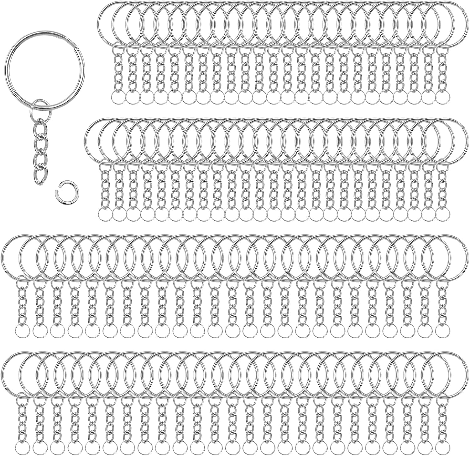 Kit De 100 Anneaux Et Chaînes En Acier Inoxydable De 25 Mm Pour La Création De Bijoux (colliers, Bracelets) Argent