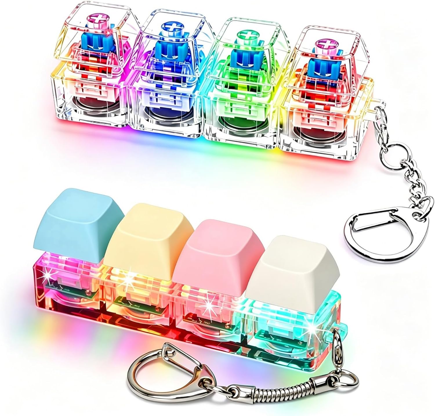 Lot De 2 Claviers Lumineux Anti-stress, Porte-clés Clavier Led, Jouet Anti-stress 4 En 1, Cadeau Anti-stress Pour Enfants Et Adultes