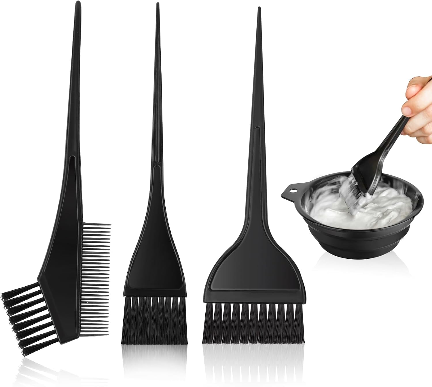 Ensemble De 4 Outils De Coloration Capillaire Comprenant Un Pinceau Applicateur Et Un Bol, Kit De Coloration Avec Peigne Double Face, Pour Coloration Professionnelle, Coloration À Domicile Et En Salon