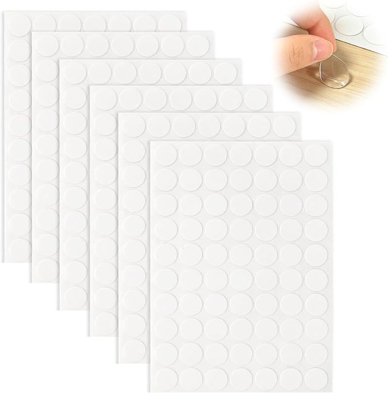 420 Pastilles Adhésives Transparentes Double Face, 20 Mm, Ruban Adhésif Double Face, 6 Feuilles, 70 Points De Fixation Invisibles Et Repositionnables, Résistant À L'Eau, Pour Bois, Métal, Verre, Plast
