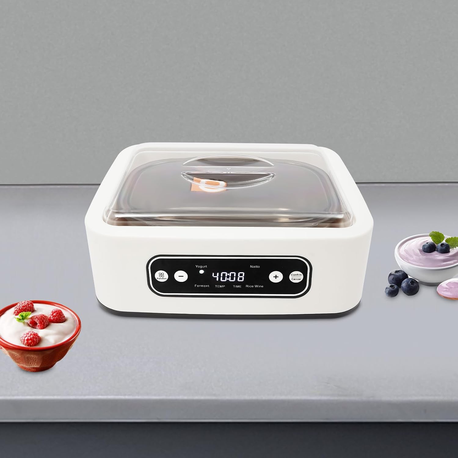 Joghurtbereiter, Joghurtmaschine Mit Temperaturregelung, Led-digitalanzeige, Einstellbarer Zeit Joghurt Maker Mit 9 Bechern Für Joghurt, Natto Und Reiswein