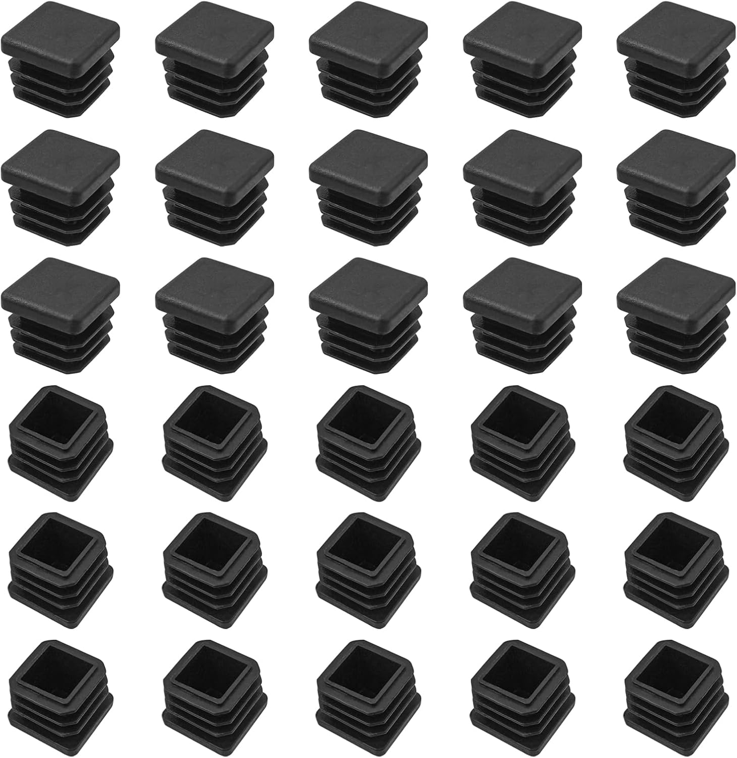 30 Stück Quadratische Endkappen, Schwarze Endkappen Für 20x20 Mm Rohre, Quadratische Stuhlbeinkappen, Kunststoffkappen Für Möbel Und Schränke