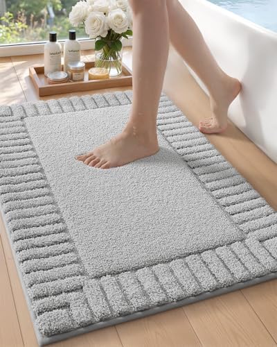Rutschfeste Badematte, 50 X 80 Cm, Saugfähig, Weich, Maschinenwaschbar, Geeignet Für Badezimmer, Duschen Und Badewannen (hellgrau)