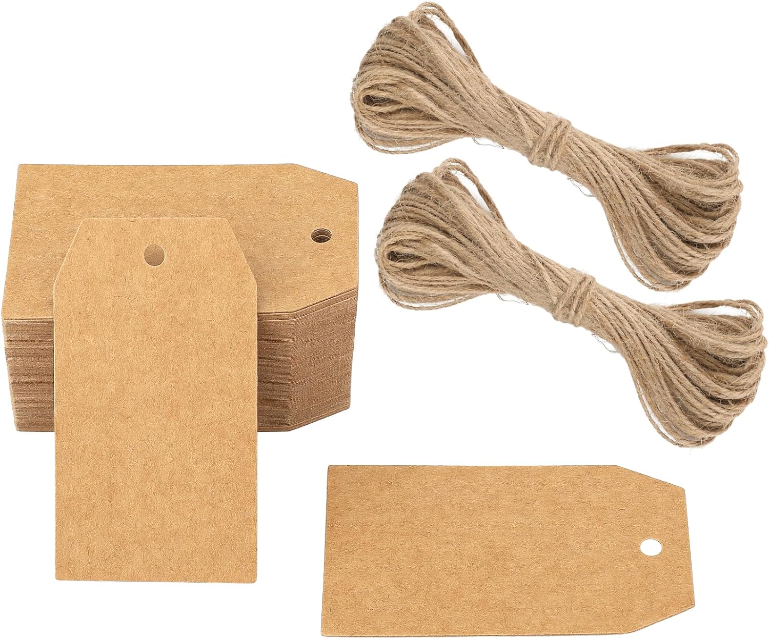 Geschenkanhänger Aus Kraftpapier, 7 X 4 Cm, 100 Stück, Braune Kraftpapier-anhänger, Taufanhänger Mit Schnur Für Hochzeiten, Geburtstage Und Weihnachten