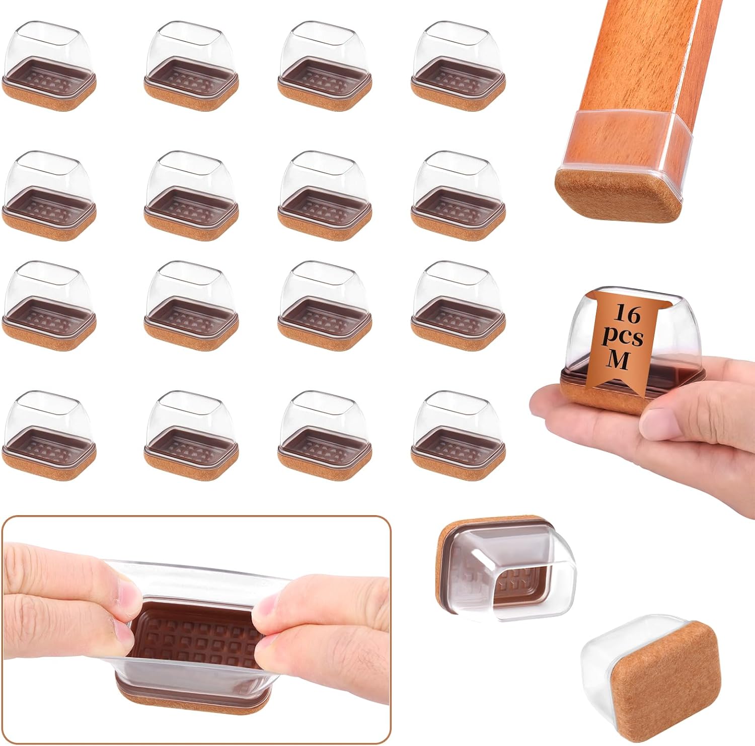Stuhlbeinschoner, Set Mit 16 Rechteckigen Silikonpads, Schützen Böden Und Dämpfen Geräusche