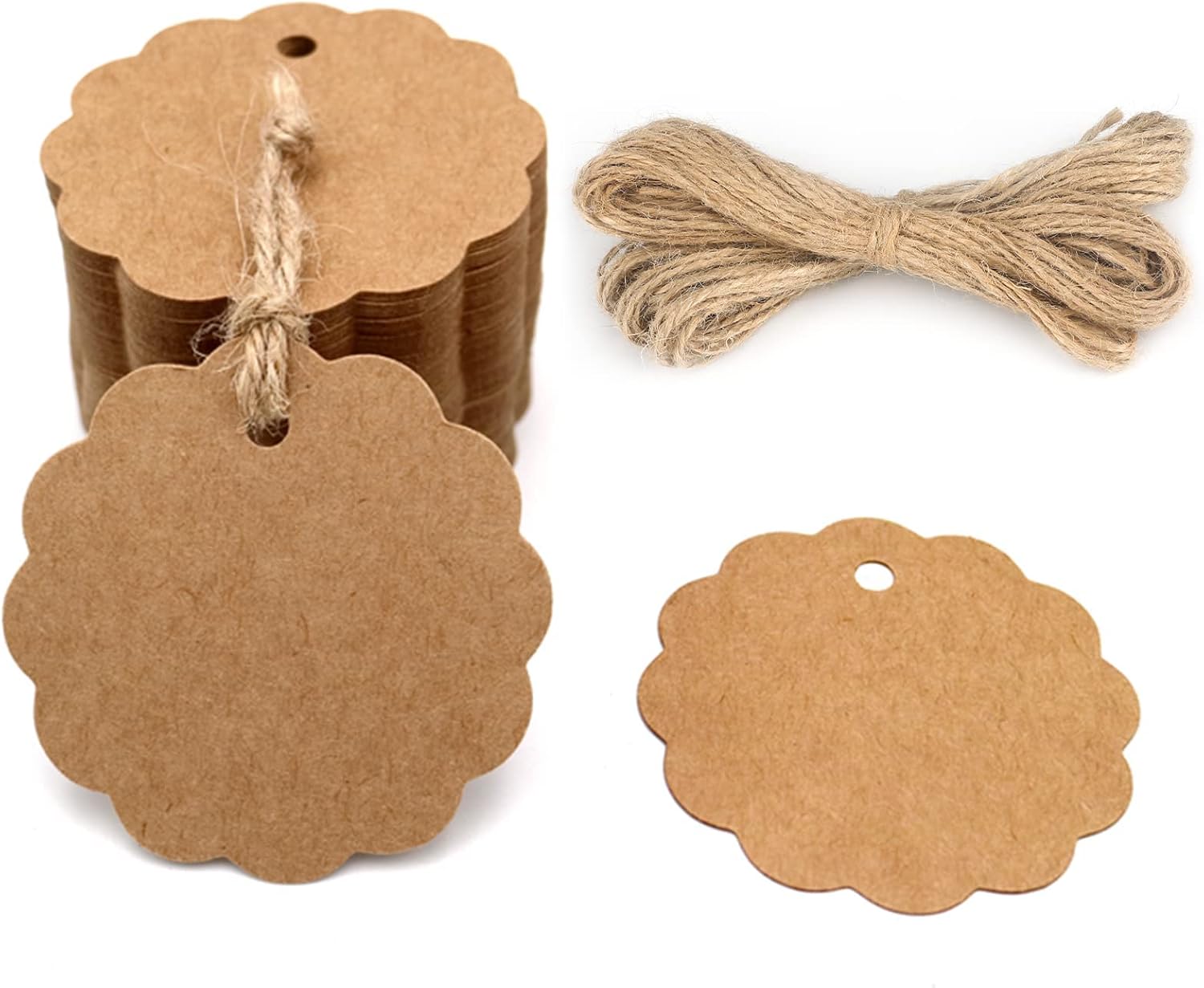 50 Geschenkanhänger Aus Kraftpapier, 4 Cm, Mit Juteschnur Für Hochzeitsgeschenke, Geburtstage Und Bastelarbeiten
