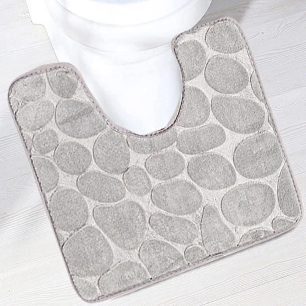 Rutschfeste, Saugfähige Toilettenmatte, Konturierte Toilettenmatte, Polyester, U-förmig, Grau, 40 X 50 Cm
