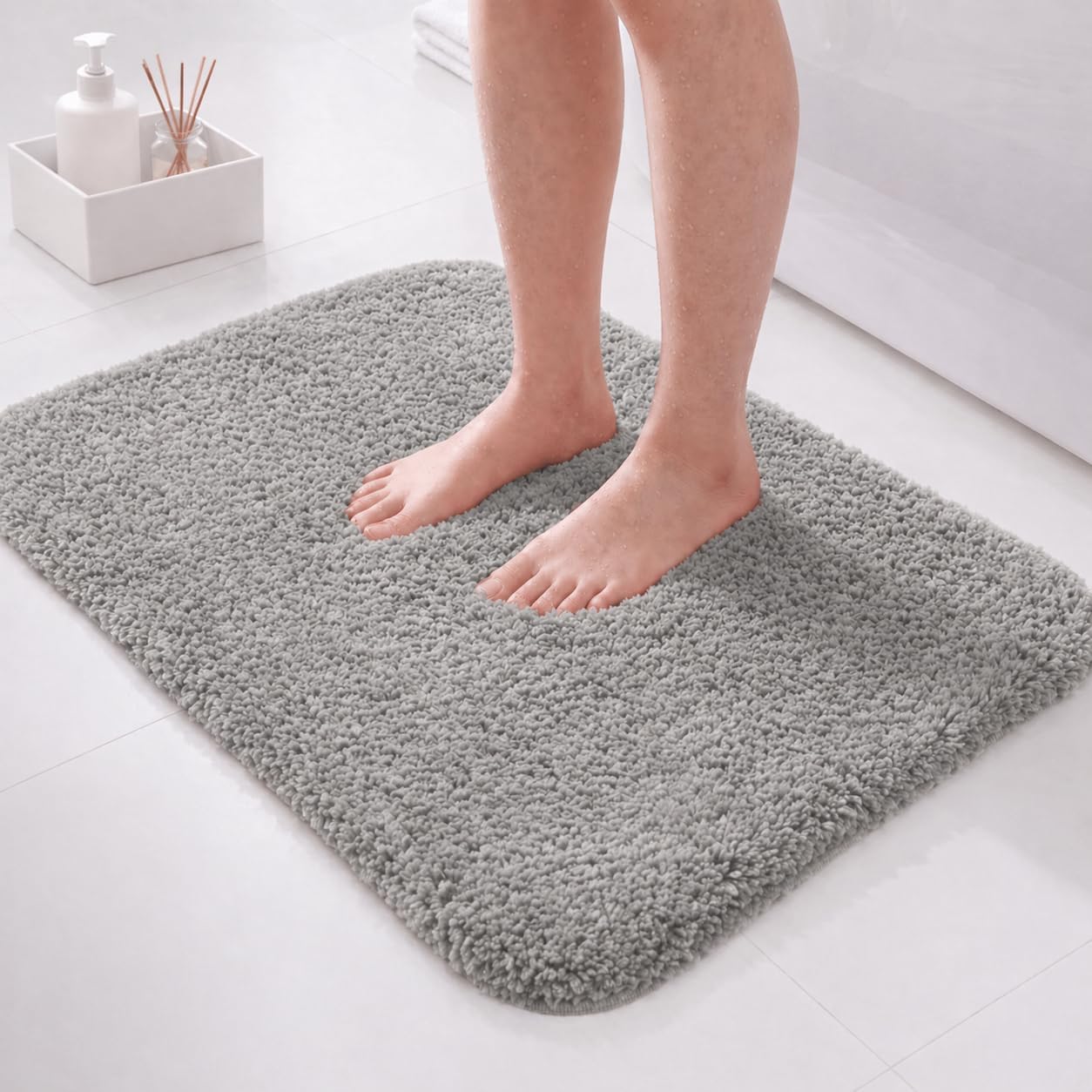 Mikrofaser-badematte, 60 X 40 Cm, Grau, Hoch Saugfähig, Weiche Und Komfortable Oberfläche, Leicht Und Tragbar, Maschinenwaschbar, Geeignet Für Duschräume