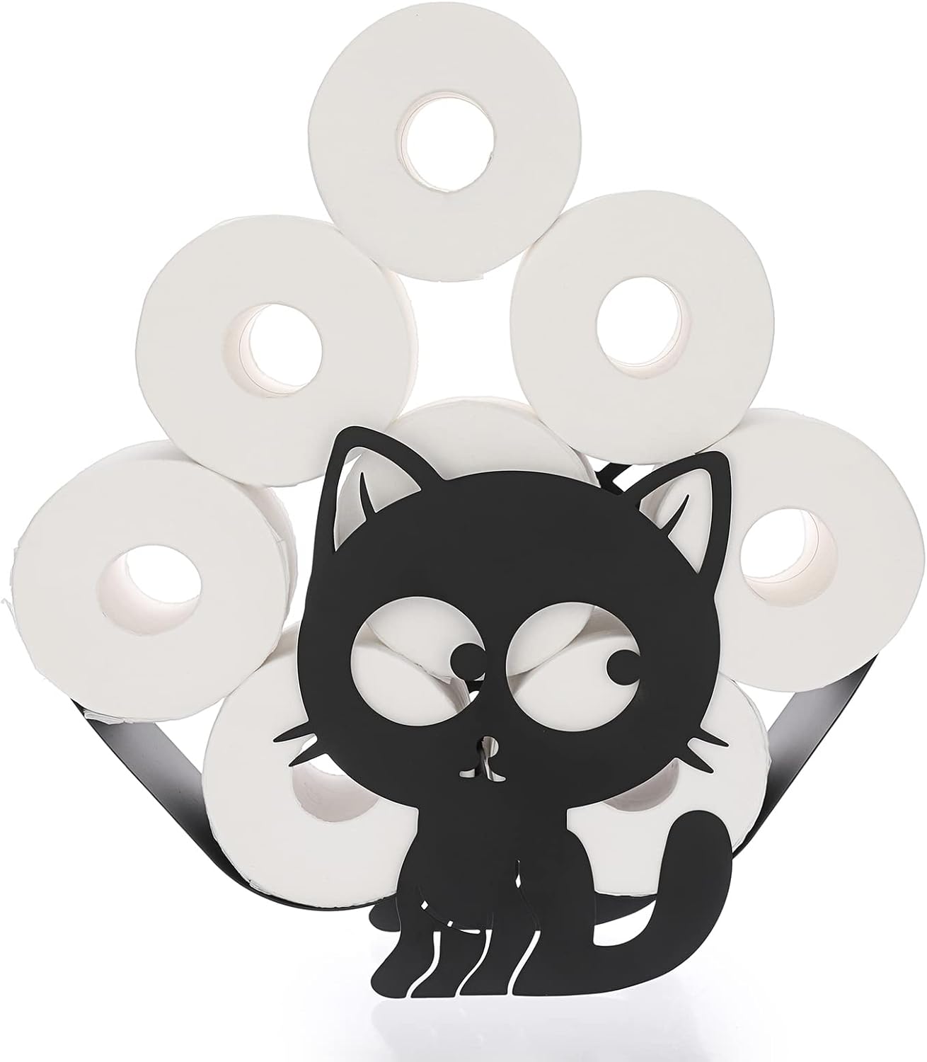 Mattschwarzer Toilettenpapierhalter Aus Metall, Tiermotiv, Freistehend Und Zur Wandmontage Geeignet Für Badezimmer, Haushalt, Küche, Toilette (katze)