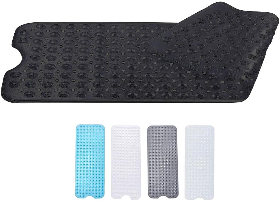 Rutschfeste Badematte Extra Lang 100 X 40 Cm Starke Saugnäpfe & Anti-schimmel Maschinenwaschbar Sicher Für Kinder & Senioren Schwarz