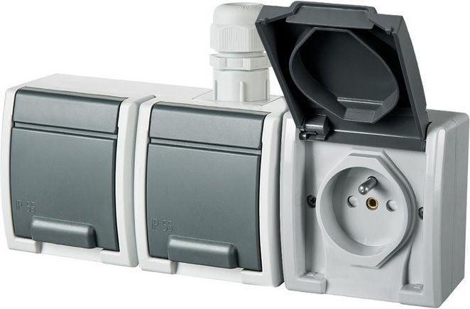 Elektro-plast Aquant Wasserdichte Steckdose Hellgrau