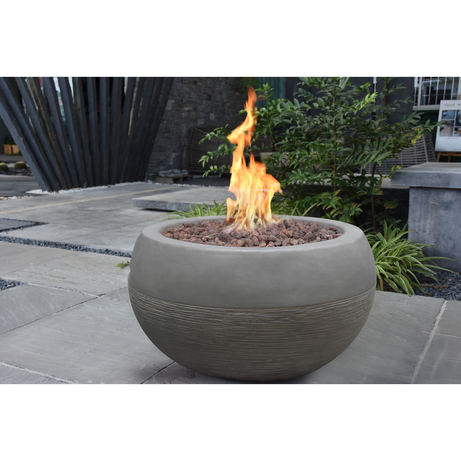 Elementi Gasfeuerstelle "marra" In Beton-optik, Grau, 68 X 68 X 45 Cm (l X B X H)