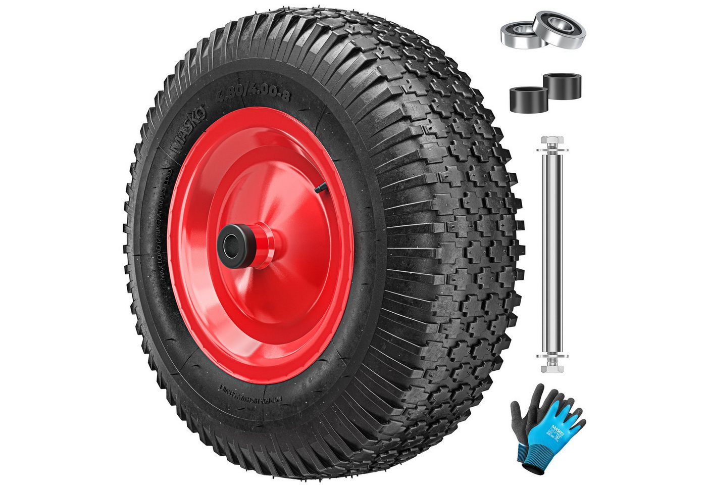 Masko® Schubkarrenrad, Luftbereifung, 40 Cm, Bis 250 Kg, Ersatzrad - Rot Bild 4