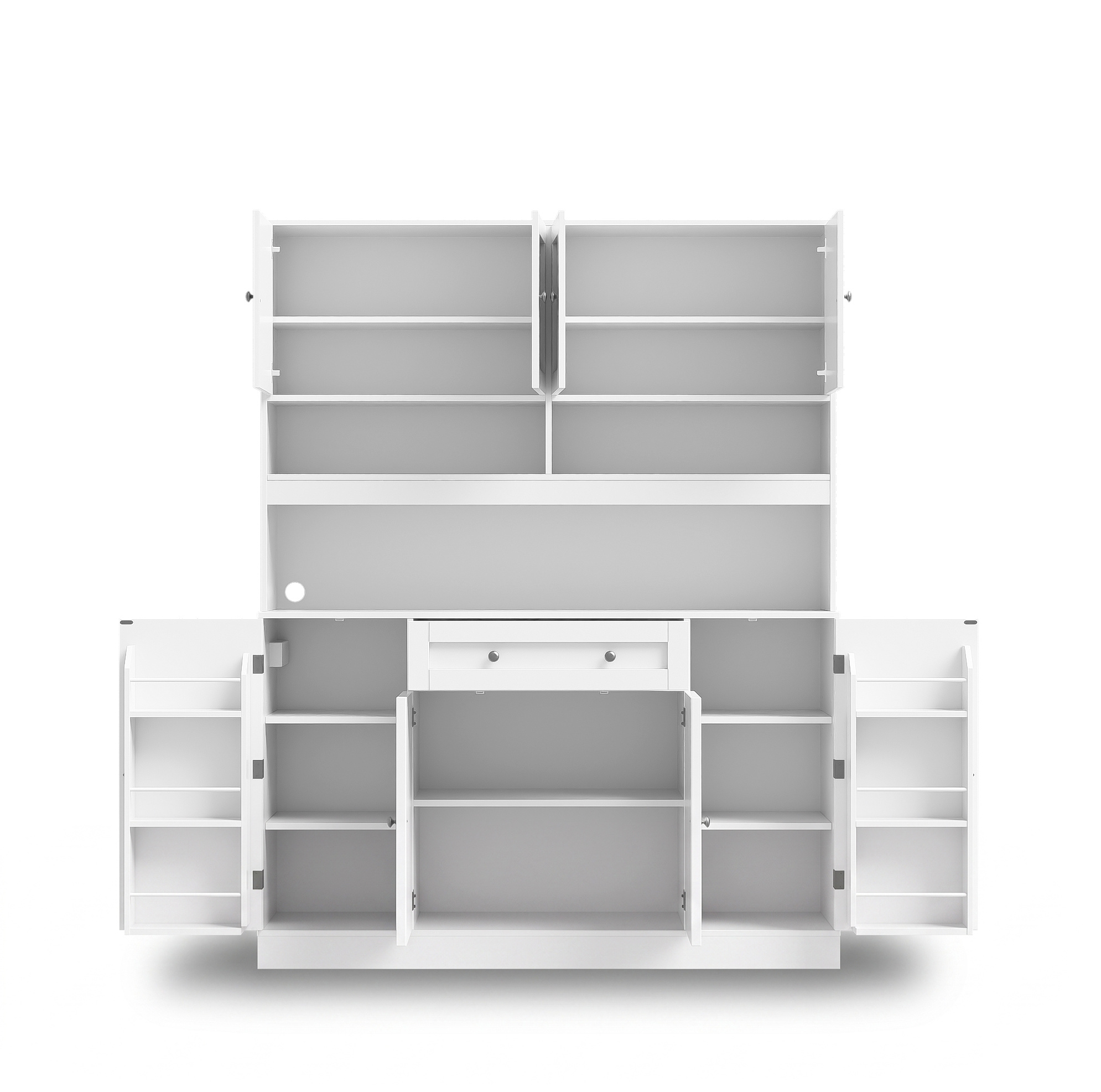 Küchenbuffet Mit Arbeitsplatte Und Stromanschluss Mdf Cremeweiß 140 X 40,1 X 184,7 Cm Modenuit