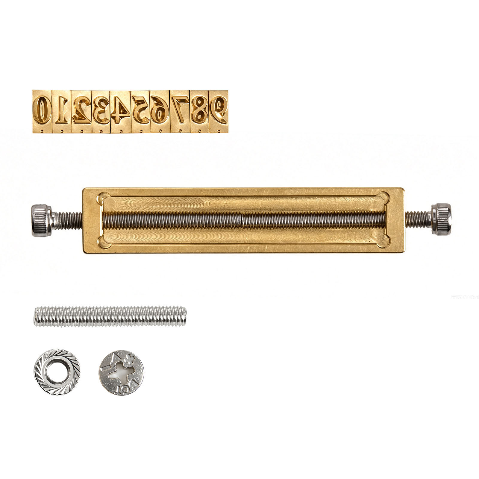 Mophorn Heißpräge-zahlen Messing-werkzeuge 10-teiliges Set, Zahlenprägeform Von 0 Bis 9, T-nut-design, Inklusive Rahmen, Sechskantschlüssel, Muttern, Schrauben, Halterung Und Pinzette