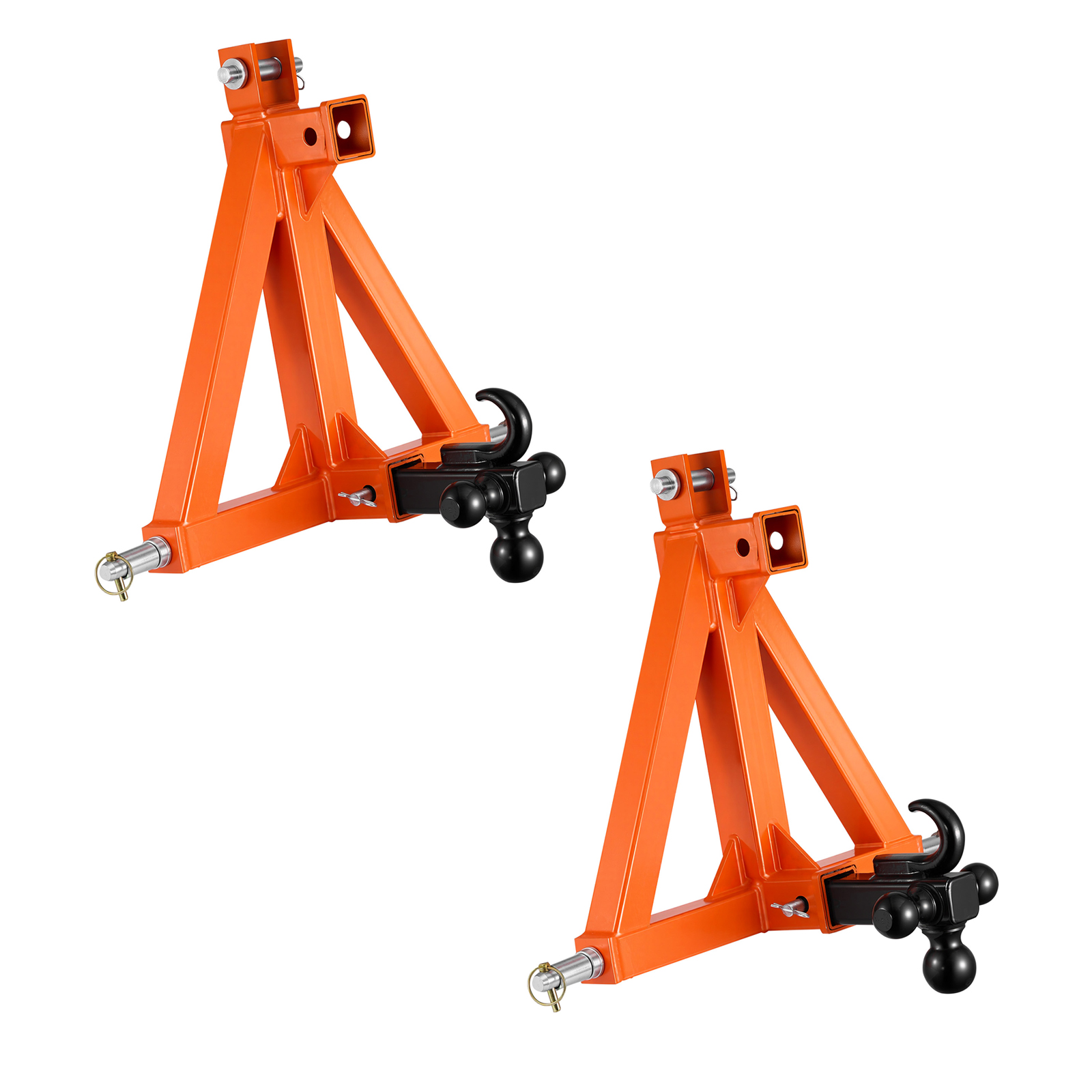 Mophorn 3-punkt-anhängerkupplung Mit 2-zoll-aufnahme, Dreipunkt-schnellkupplung Mit 3 Anhängerkugeln, Traktor-zugstangenadapter Für Kategorie 1, Geeignet Für Verschiedene Kompakttraktoren, Orange