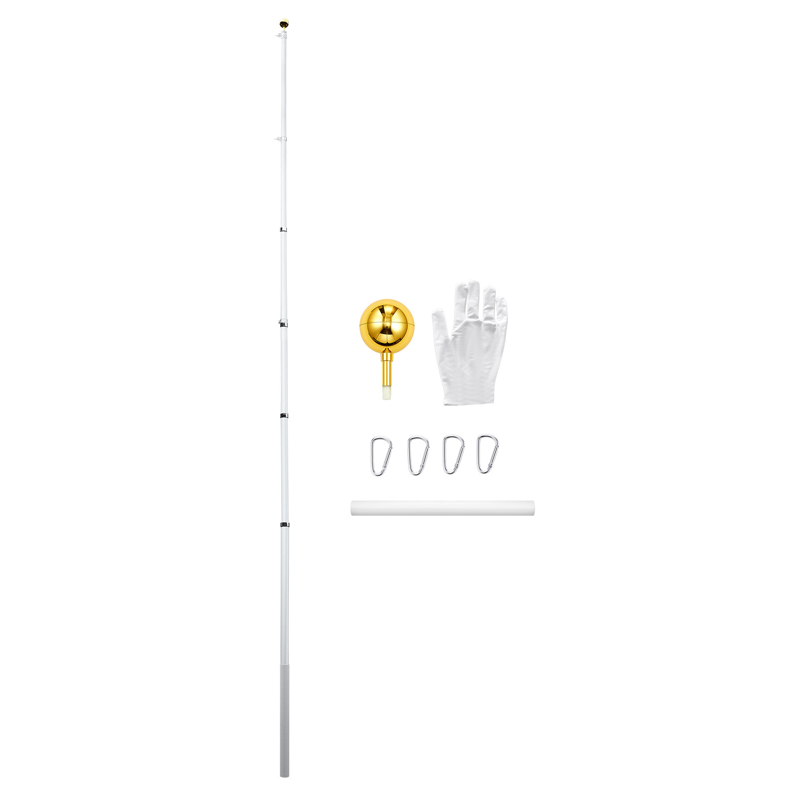 Mophorn Teleskop-fahnenmast 6 M, Flaggenmast-set Für Den Außenbereich, Robuste Aluminium-fahnenstange Mit Pvc-bodenhülse, Perfekt Für Garten, Privat- Und Gewerbeeinsatz, Silber