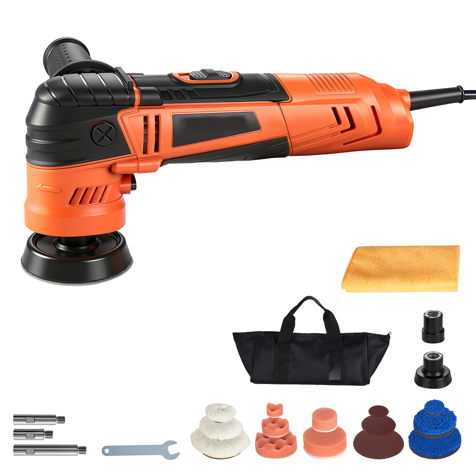 Mophorn Rotierende Poliermaschine Für Fahrzeuge, 30/50/76 Mm Mit 6 Geschwindigkeiten 1000-4500rpm, 600w Schleifgerät Inkl. Polierpads Für Wachsen, Polieren Und Kratzerentfernung