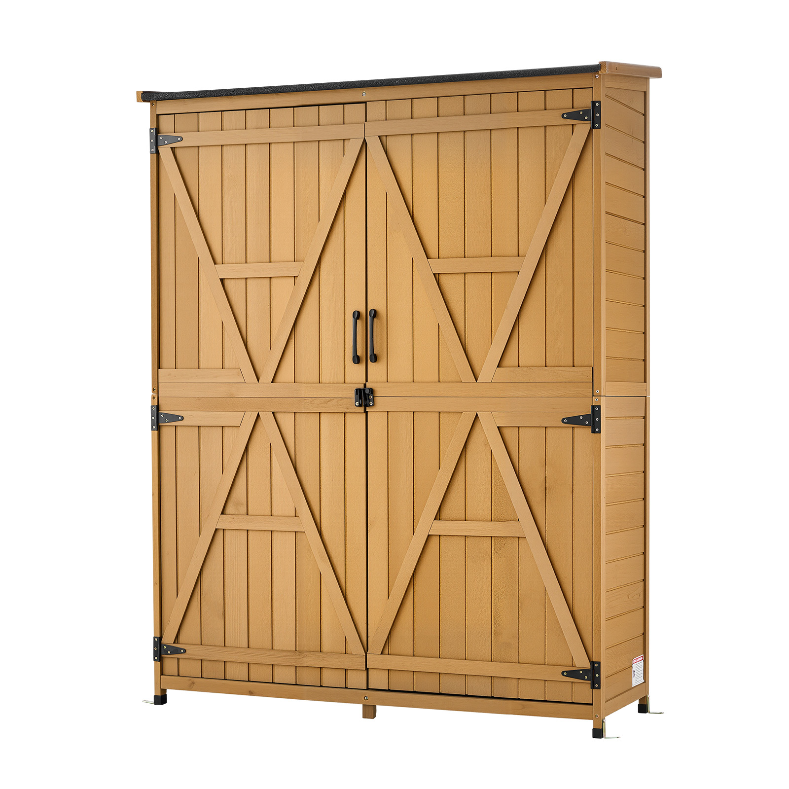 Mophorn Gartenschrank Aus Holz Mit Abschließbaren Türen Und Schrägdach, Mit Regalböden Und Boden. Als Geräteschuppen Oder Werkzeugschrank Für Terrasse, Garten Und Rasen. Maße: 121 X 43 X 162,5 Cm.