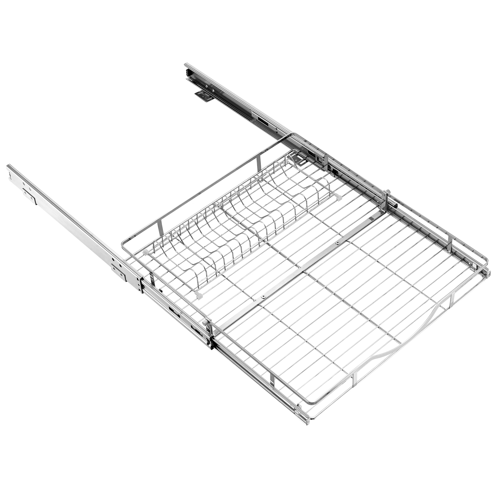 Mophorn Ausziehbarer Schrankorganizer 500 X 535 Mm (b X T) Aus Robustem Kohlenstoffstahl Für Töpfe, Gewürze, Vorräte Und Reinigungsutensilien, Verchromte Oberfläche, Auszugsboden Für Küchenschränke