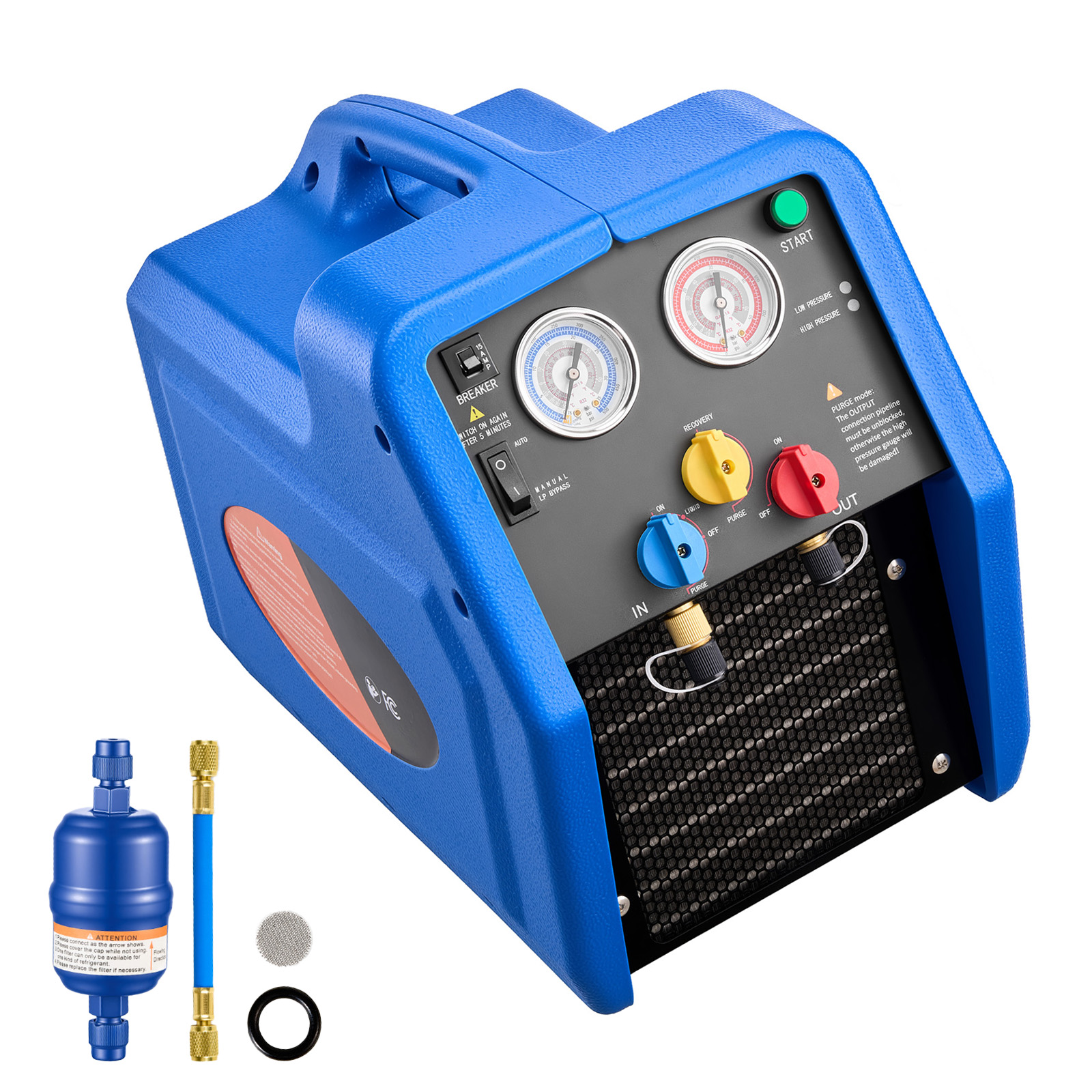Mophorn Tragbares Kältemittel-rückgewinnungsgerät, 220v/50hz, 1450 U/min, 1 Ps, Zweizylinder-system Für Kältemittel A1 & A2l, Geeignet Für Fahrzeug- Und Haushaltsklimaanlagen