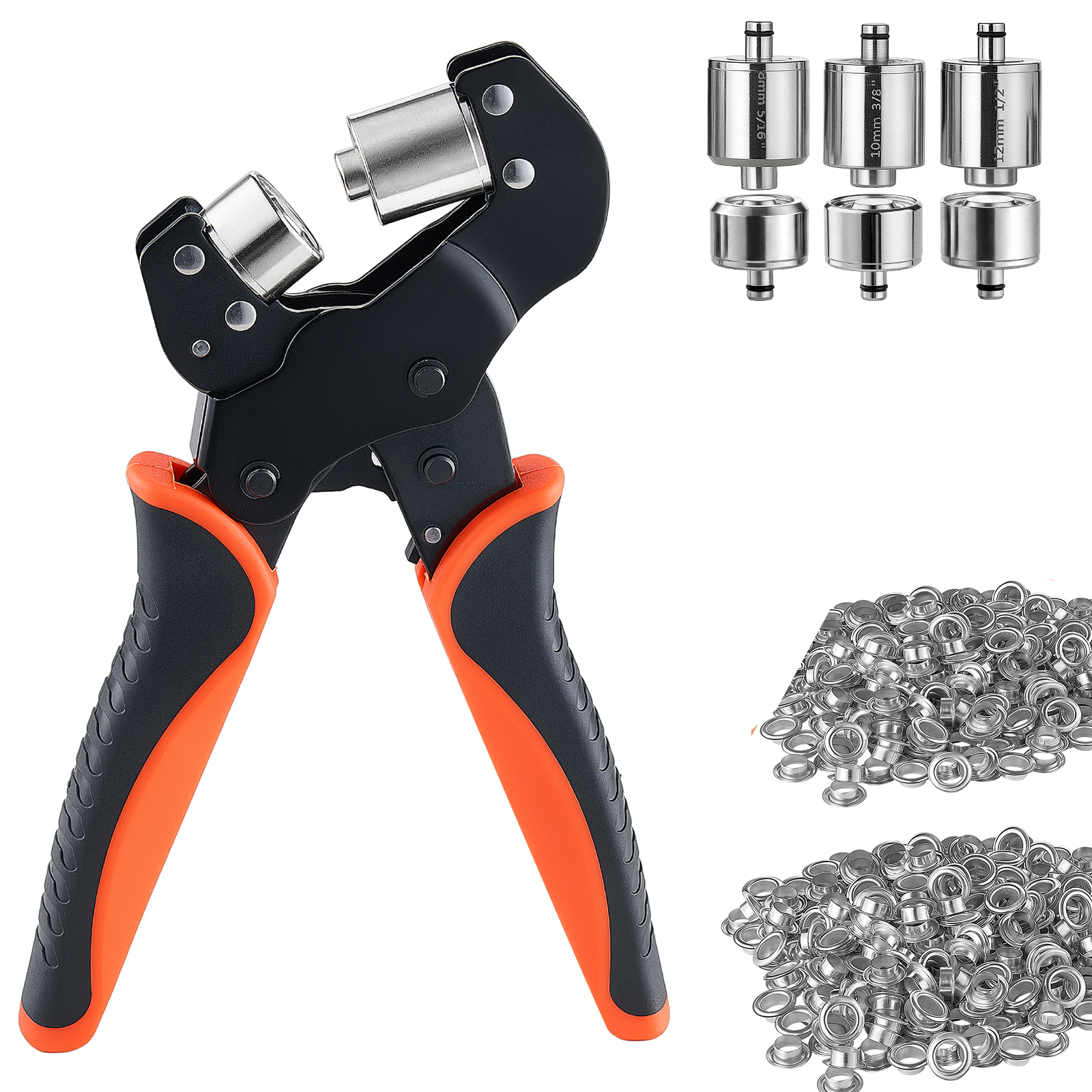 Mophorn Ösenzange Set Mit 900 Ösen, 8mm, 10mm, 12mm – Magnetische Ösenpresse Aus Stahl Mit Rutschfestem Griff, Ideal Für Leder, Planen, Schuhe, Stoff Und Bastelprojekte