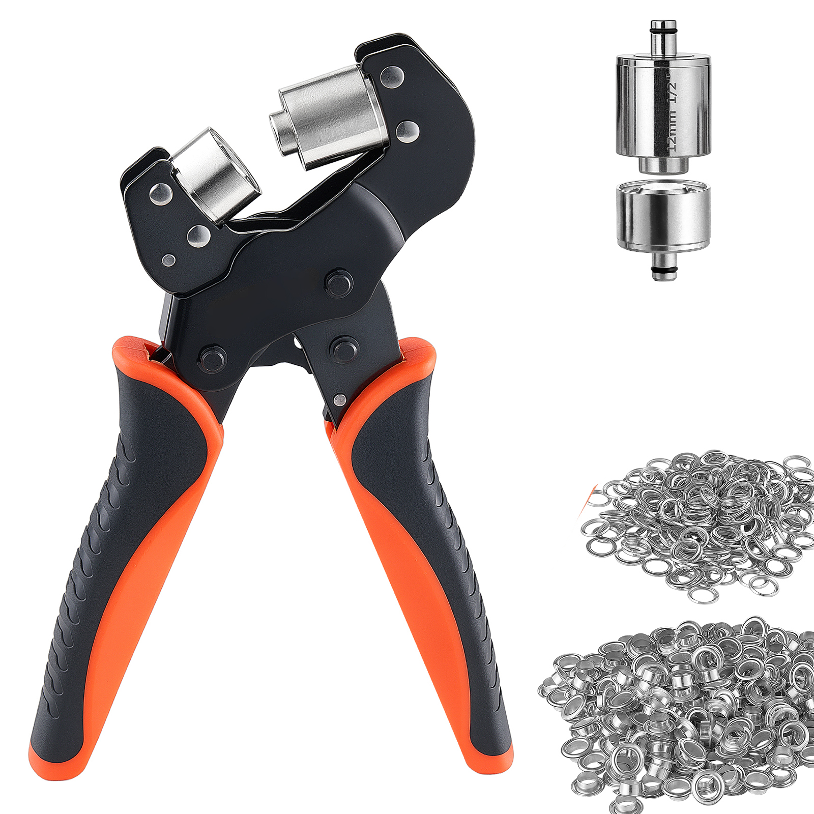 Mophorn Ösenzange Set Mit 500 Stück Ø12mm-ösen Magnetische Ösenpresse, Ösenstanze Aus Stahl Mit Magnetkopf Und Rutschfestem Griff – Ideal Für Leder, Planen, Schuhe, Bastelarbeiten Und Stoffe