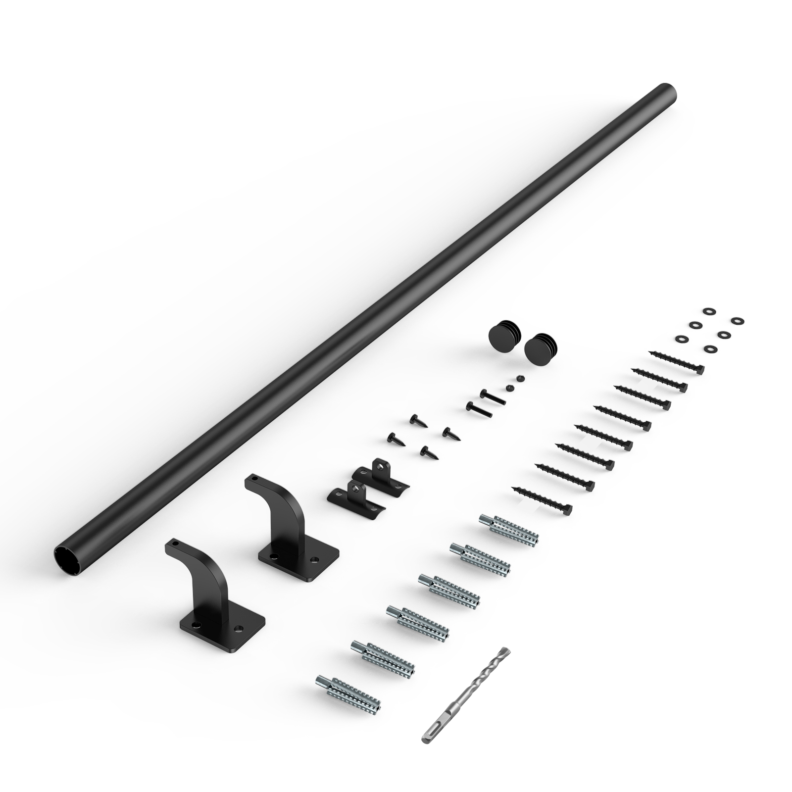 Mophorn Treppengeländer, 1,2 M Wandhandlauf Aus Schwarz Beschichtetem Aluminium, 32 Mm Rohrdurchmesser, Geeignet Für Innen- Und Außenbereiche, Robuster Handlauf Für Treppen Und Sicherheitsstütze