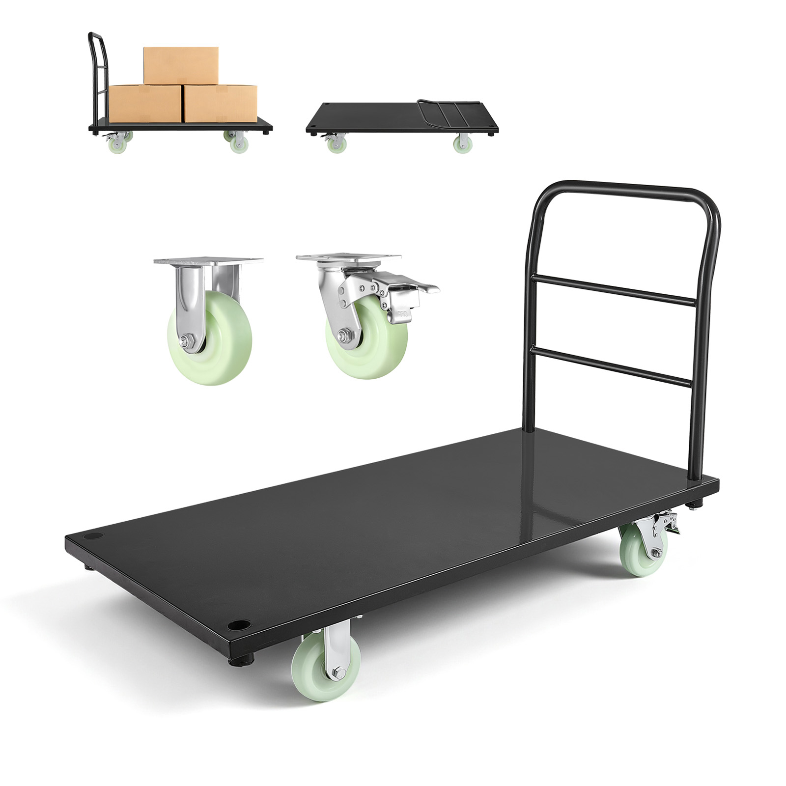 Mophorn Plattformwagen Klappbar 907 Kg, Transportwagen Mit Schwenkrädern & Griff, Lagerwagen Für Gepäck, 1220x610x815 Mm Rollwagen, Industriewagen Für Lager, Werkstatt Und Fabrik