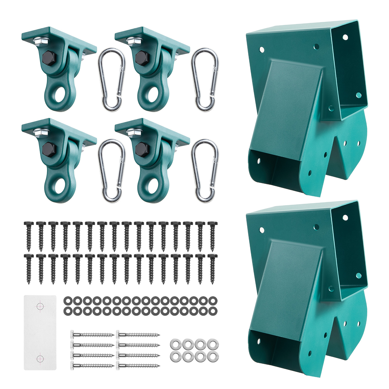 Mophorn 6-teiliges Schaukelhalterungs-set, Inklusive 2 A-förmige Schaukelverbinder Sowie 4 Schaukelhaken Mit 567 Kg Tragkraft, Befestigungsmaterial Für Outdoor-schaukeln, Grün