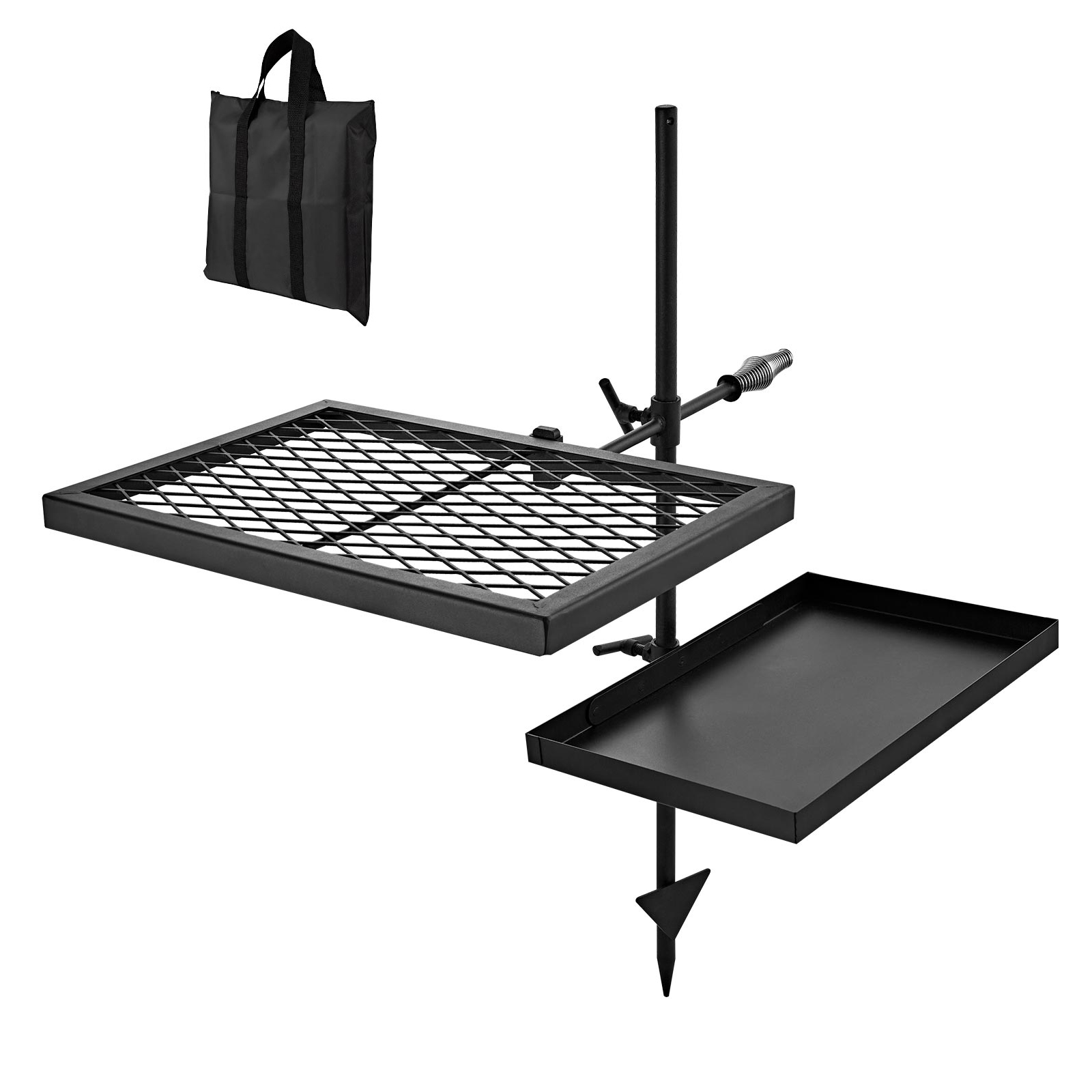 Mophorn Schwenkbarer Lagerfeuergrill Mit Grillrost Und Grillplatte Aus Kohlenstoffstahl, 360° Höhenverstellbarer Outdoor-grill Mit Ständer, Drehbarer Grill Für Offenes Feuer, Camping Und Garten