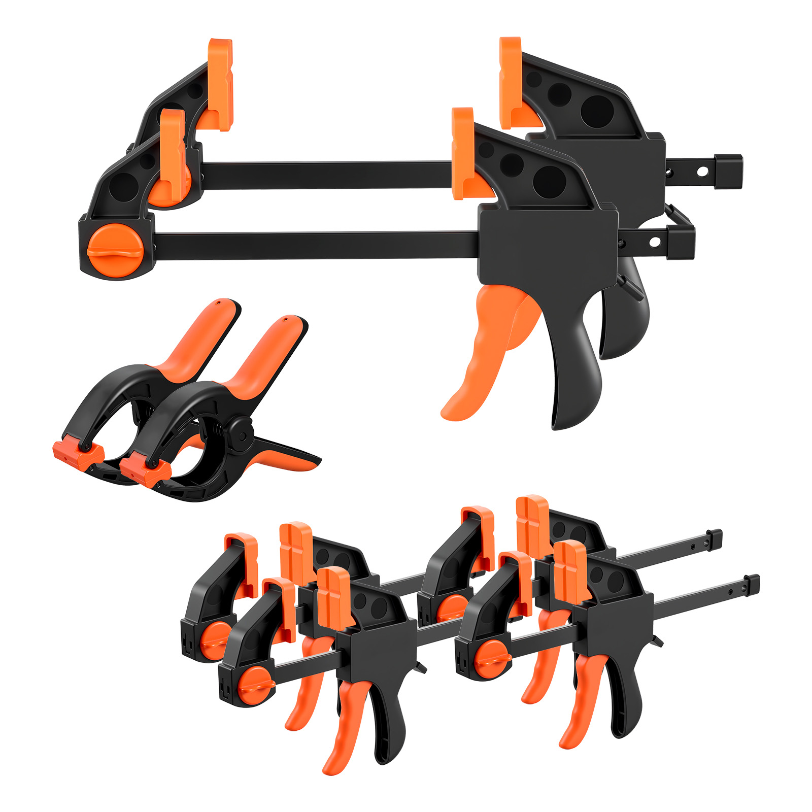 Mophorn Einhandzwinge, 8er-set, 505 Mm & 355 Mm, Mit Federzwingen, Schnellspannfunktion, 70 Kg Klemmkraft, Schraubzwinge Mit Selbstverriegelndem Mechanismus, Ideal Für Holz- Und Metallarbeiten