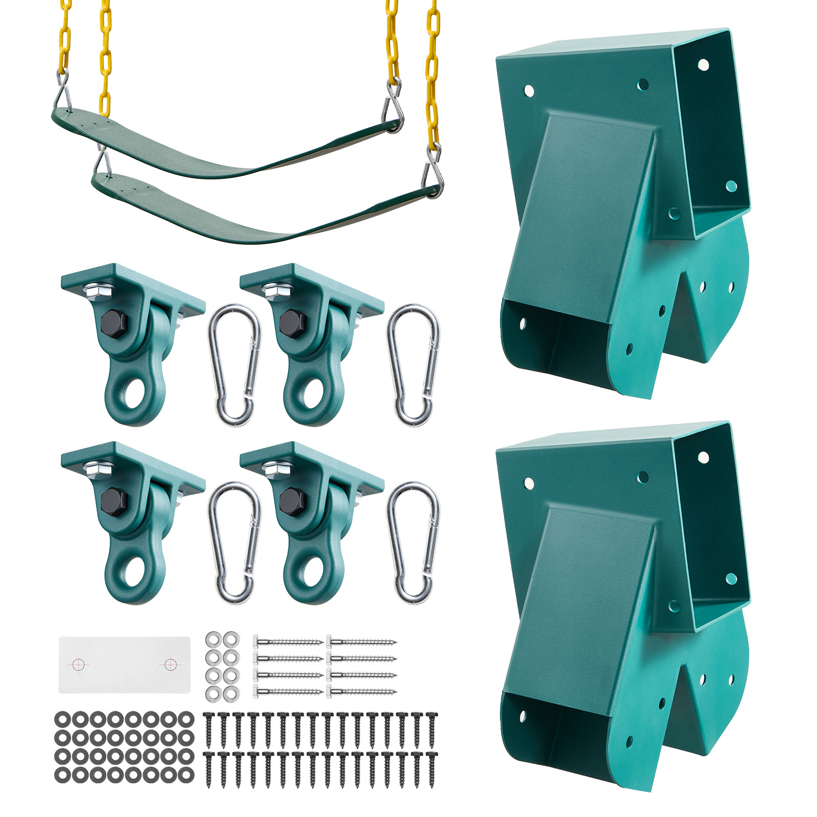 Mophorn 8-teiliges Schaukelhalterungs-set, Inkl. 2 A-förmige Schaukelverbinder, 4 Schaukelhaken, 2 Schaukelsitze Und Montagematerial Für Outdoor-schaukeln