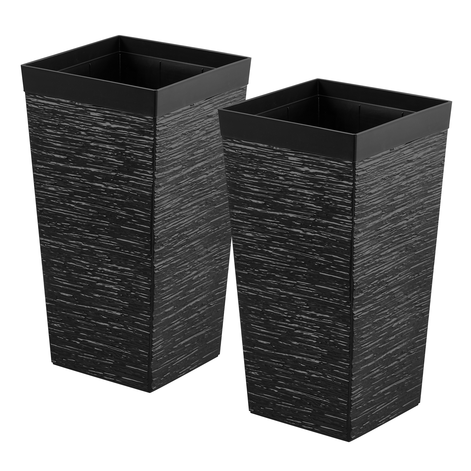 Mophorn Pflanztopf 300x300x580 Mm 2er-set, Blumentopf, Blumenkübel, Pp-pflanzgefäß, Pflanzkübel, Pflanzkasten Mit Innentopf & Abflusslöchern, Ideal Für Innen- Und Außenpflanzen, Schwarz