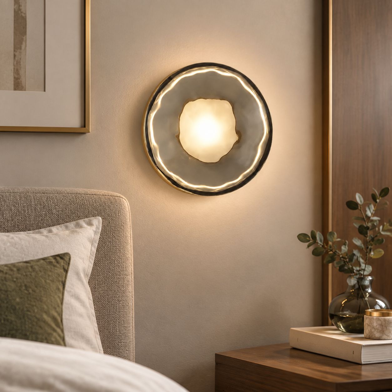 Wandleuchte Im Skandinavischen Stil Aus Rauchgrauem Glas, Warme, Dekorative Beleuchtung Für Schlafzimmer, Flur, Hotel