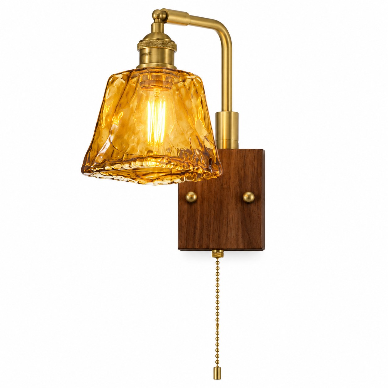 Vintage-wandleuchte Aus Massiver Eiche Und Handgefertigtem Glas, Individuell Anpassbares Blumendesign, Sanftes, Gesundes Licht Für Die Inneneinrichtung