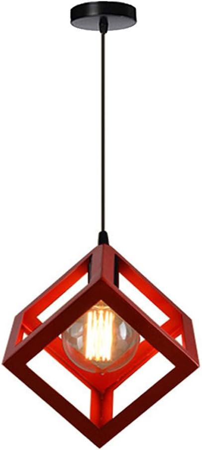 Dreieckige Würfel-pendelleuchte, Retro-industriestil, E27-fassung, Verstellbares Kabel, Innendekoration Für Zuhause, Restaurant, Bar (rot)
