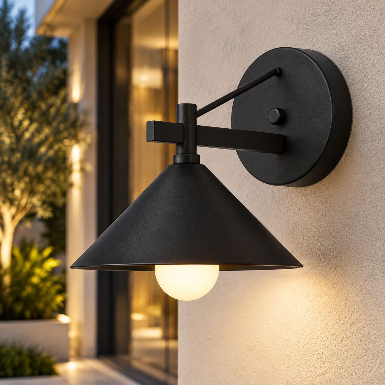 Hochtemperatur-wandleuchte In Mattem Schwarz, Warmweiße 7-w-led-lampe, Dekorative Außenleuchte Für Hotelkorridore (leuchtmittel Nicht Enthalten)