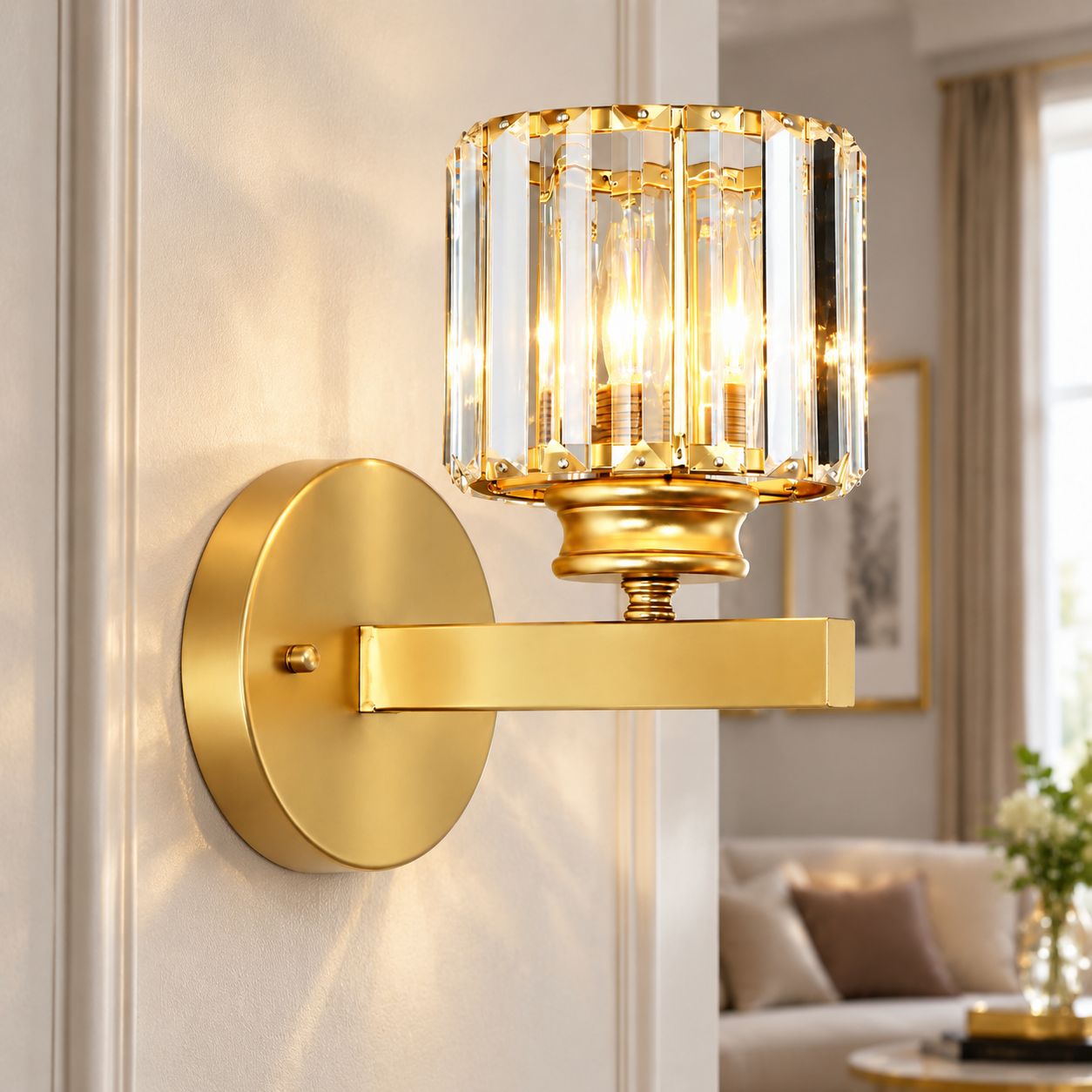 Goldene Kristall-wandleuchte, Luxuriöses, Modernes Design, 3000k Led-leuchte Für Wohnzimmer, Treppenhaus, Flur, Schlafzimmer, Hotel