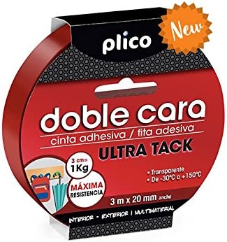 Plico Doppelseitiges Ultraklebriges Multimaterial-klebeband Rolle 30mx20mm Transparent