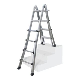 Iller Teleskopleiter, beidseitig begehbar mit 4x5 Sprossen und 6,0m AH