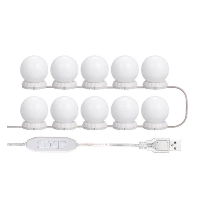 Set Mit 10 Led-spiegellampen Inklusive Usb-netzteil, Kabellänge 5 M