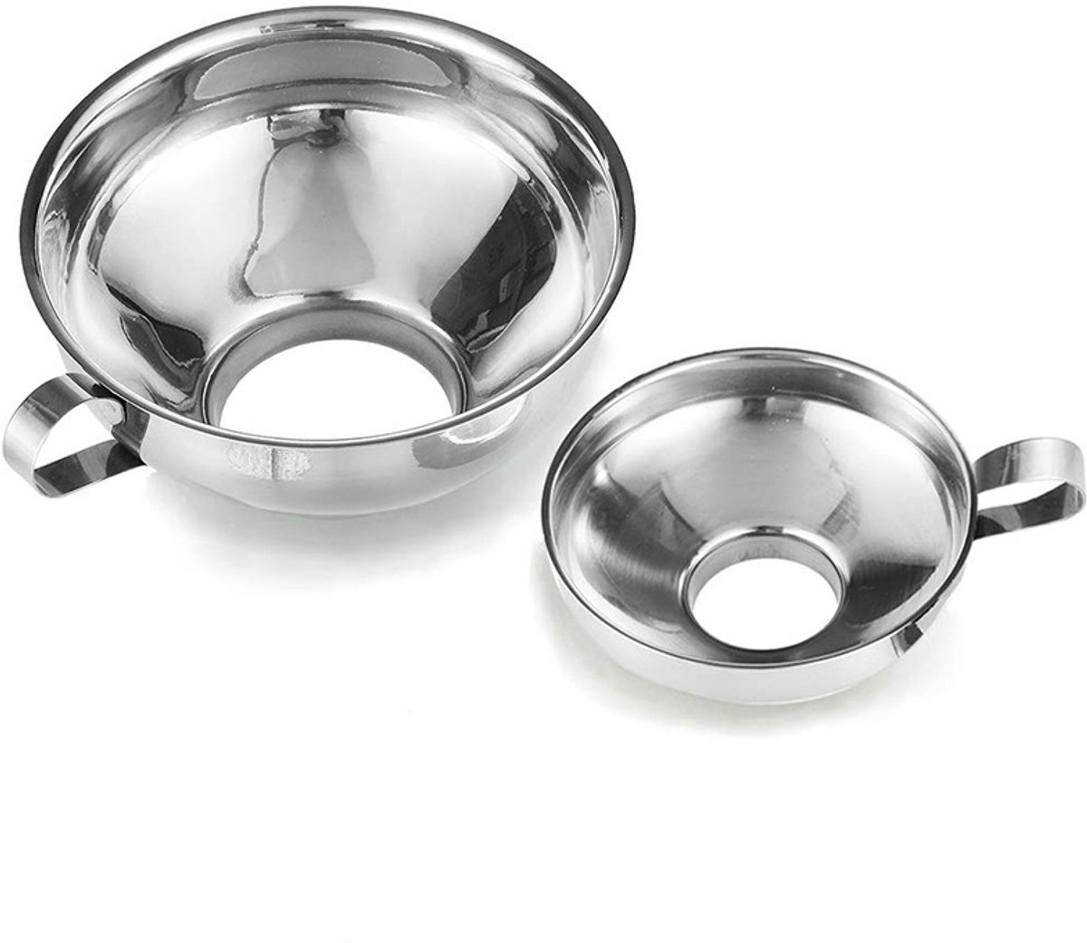 Set Mit 2 Edelstahltrichtern – Trichter – Sieb – Küchentrichter – 5,3 Cm / 3,7 Cm – Küchenhelfer – Spülmaschinenfest – Für Weite Und Standard-einmachgläser