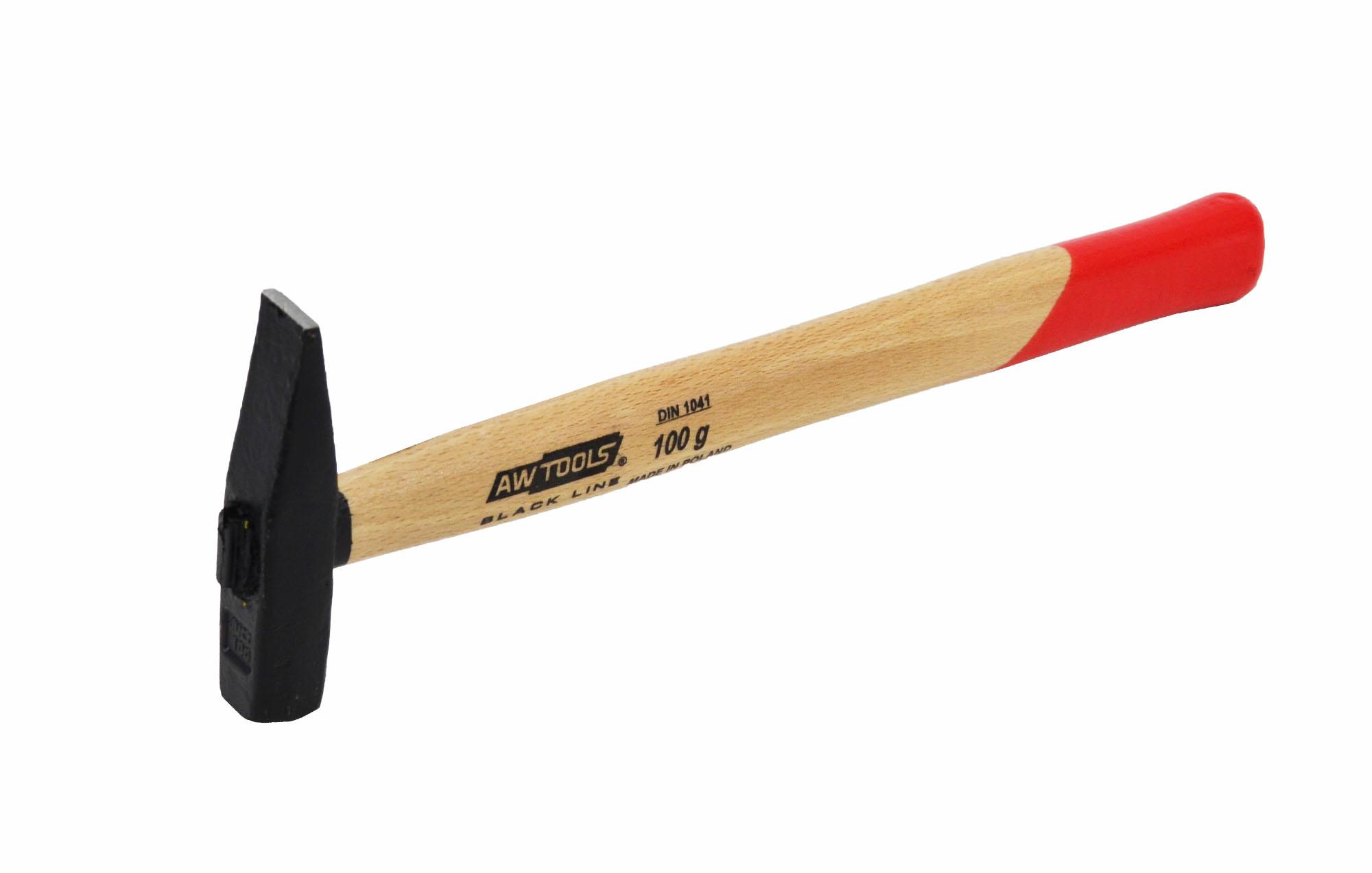 Awtools Młotek Ślusarski 0,1 Kg Trzonek Drewniany Schwarze Linie