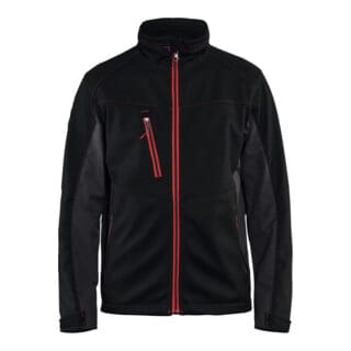 Blaklader - Blakläder Softshell Jacke Service Plus, schwarz / rot, Unisex-Größe: m