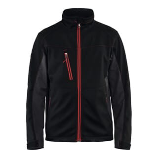 Blaklader - Blakläder Softshell Jacke Service Plus, schwarz / rot, Unisex-Größe: 2XL
